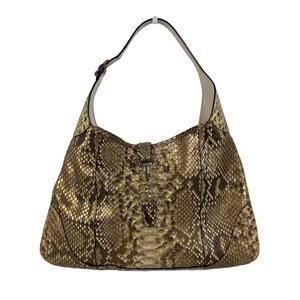 Gucci Vintage Beige Python Snakeskin Leather Large Jackie Hobo Shoulder Bag
